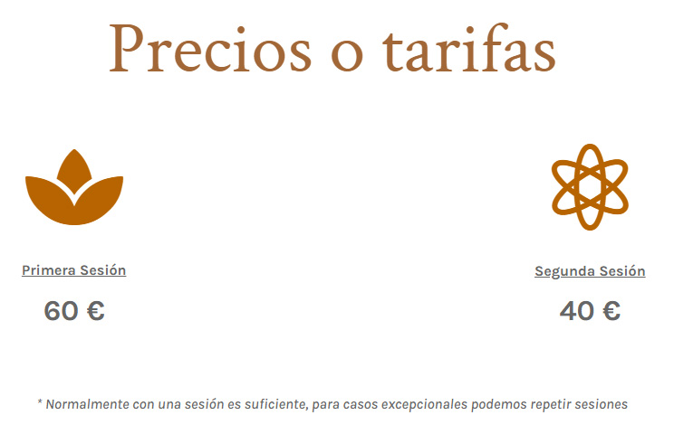 Precios o tarifas de sesiones de hipnosis Online o Presenciales con Sandra Arcos 2024